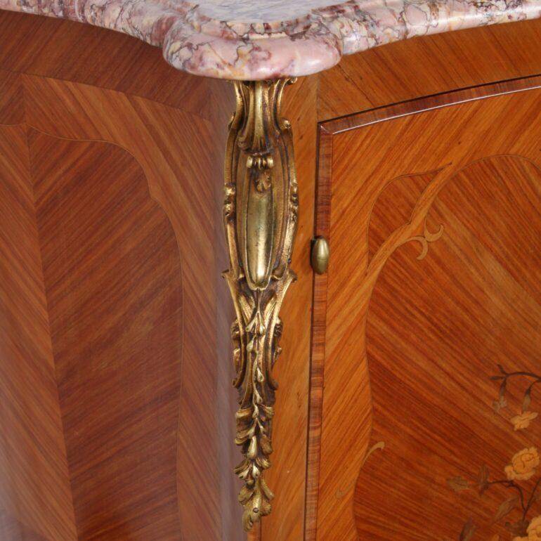 Bronze Louis XV Style Ormolu Mounted Marquetry Kingwood Cabinet
