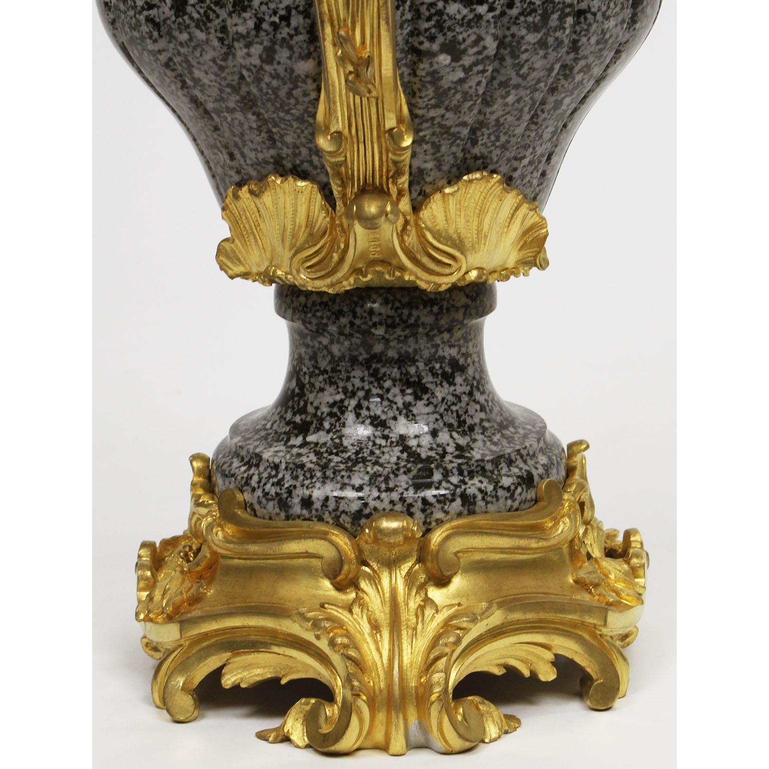 Louis XV Style Ormolu-Mounted Mottled Granite-Marble Candelabra, Attr. F. Linke For Sale 6