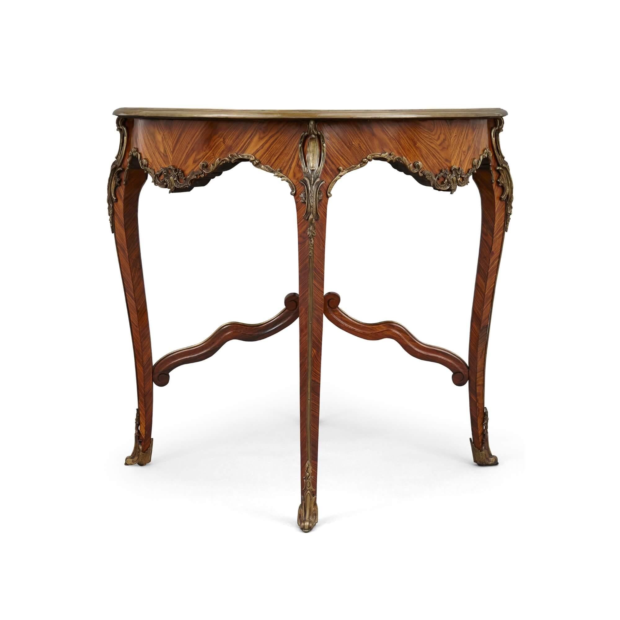 French Louis XV Style Ormolu-Mounted Parquetry Circular Centre Table For Sale