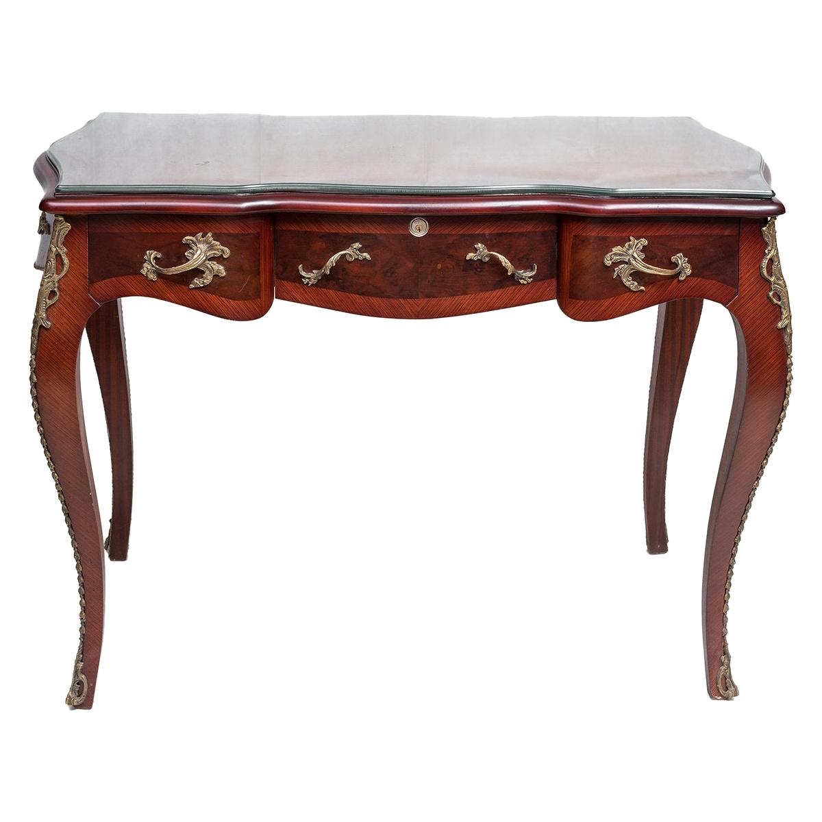 Louis XV Style Ormolu-Mounted Writing Desk-Bureau Plat, 20th Century For Sale