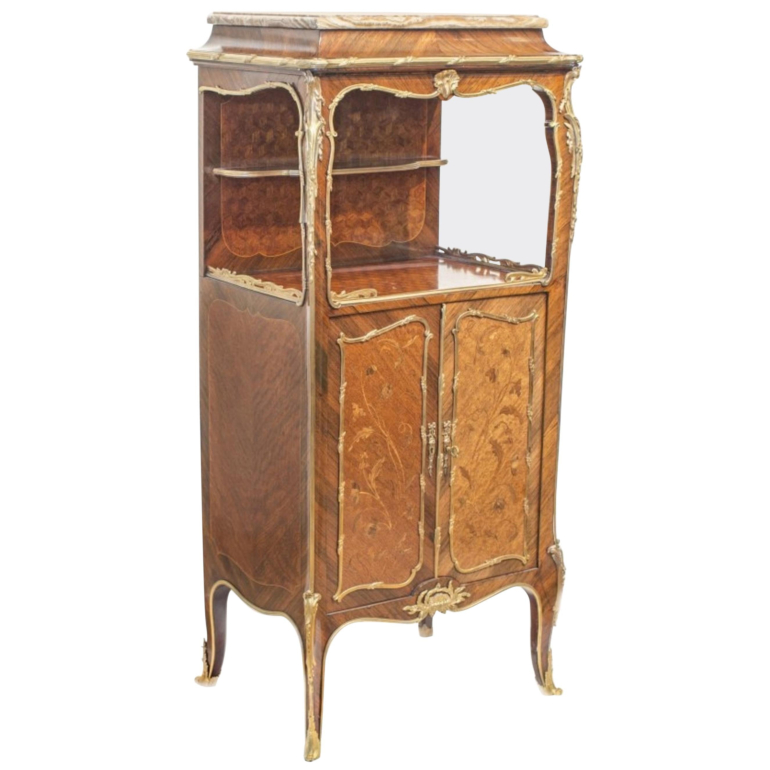 Louis XV Style Ormolu Tulipwood Music Cabinet by Linke For Sale