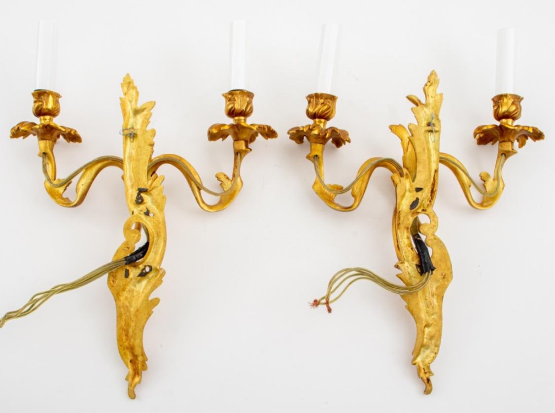 Louis XV Style Ormolu Two-Light Sconces For Sale 2