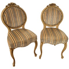 Louis XV Style Oval Back Side Chair, a Pair