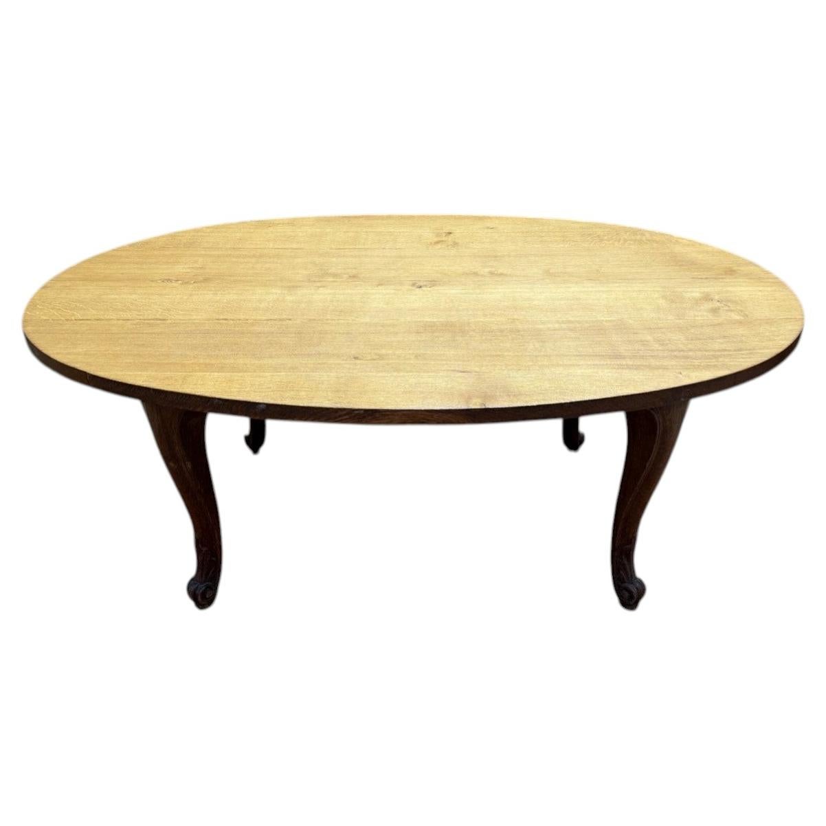 Round farmhouse table in walnut with apron For Sale at 1stDibs