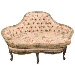 Louis XV Style Paint Decorated Settee / Loveseat Tufted in a Swedish Fashion Louis XV Style Paint Decorated Settee / Loveseat Tufted in a Swedish Fashion