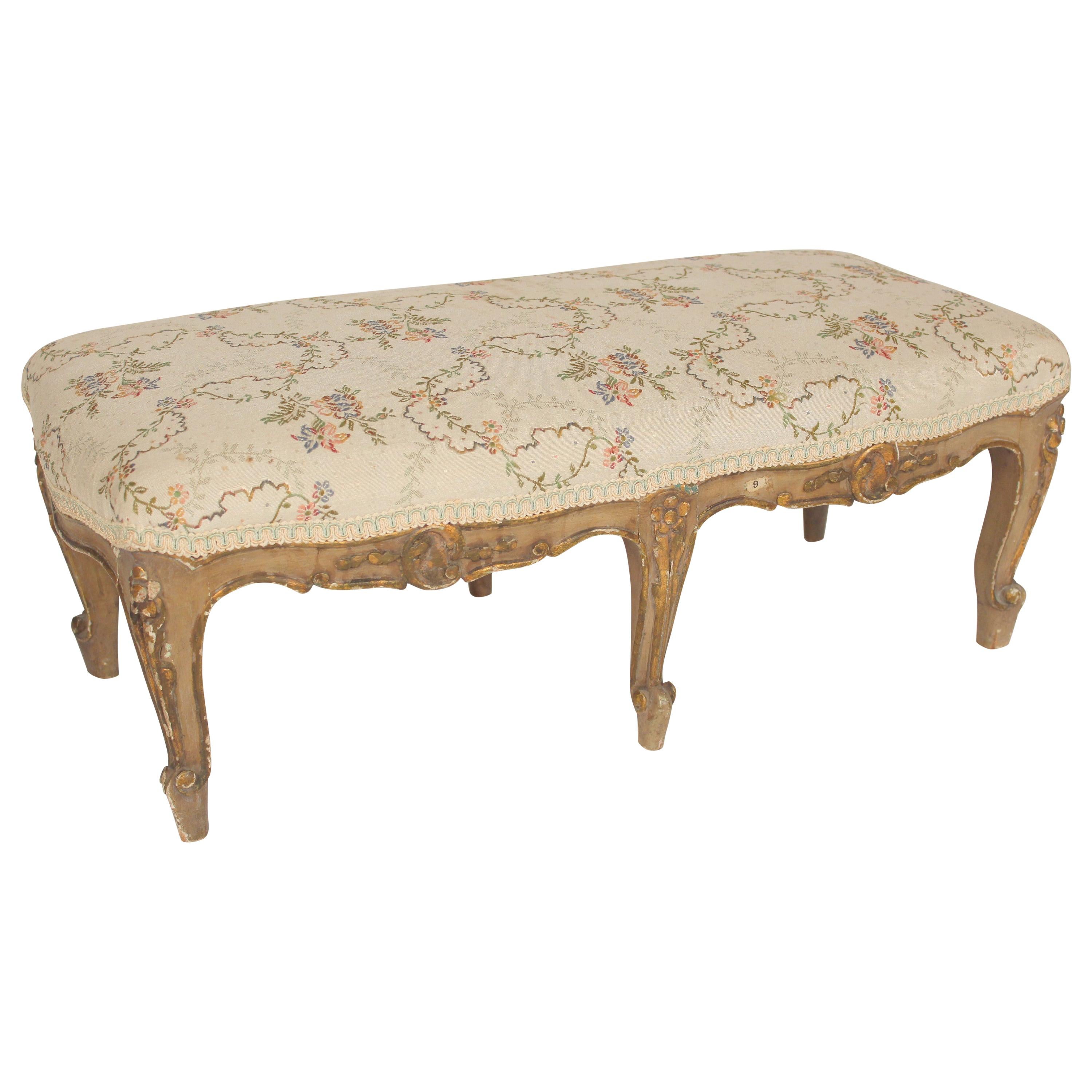 Louis XV Style Painted and Gilt Decorated Footstool For Sale