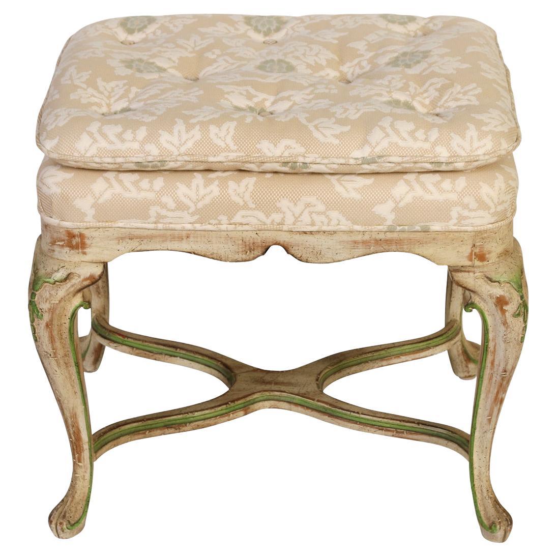 Louis XV Style Painted and Upholstered Bench For Sale