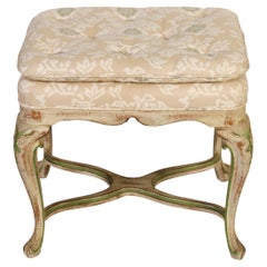 Antique Louis XV Style Painted and Upholstered Bench