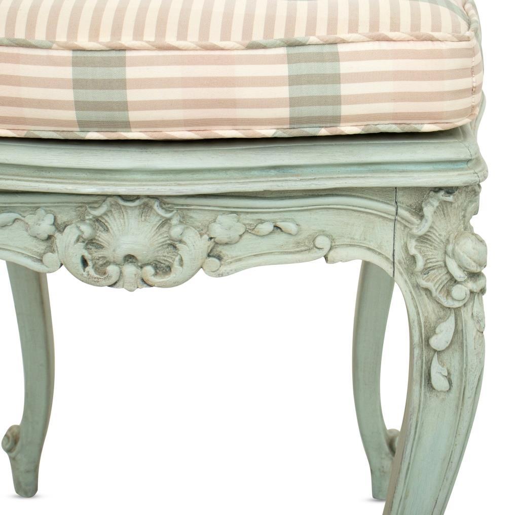 Louis XV Style Painted and Upholstered Foot Stool In Good Condition In Astoria, NY