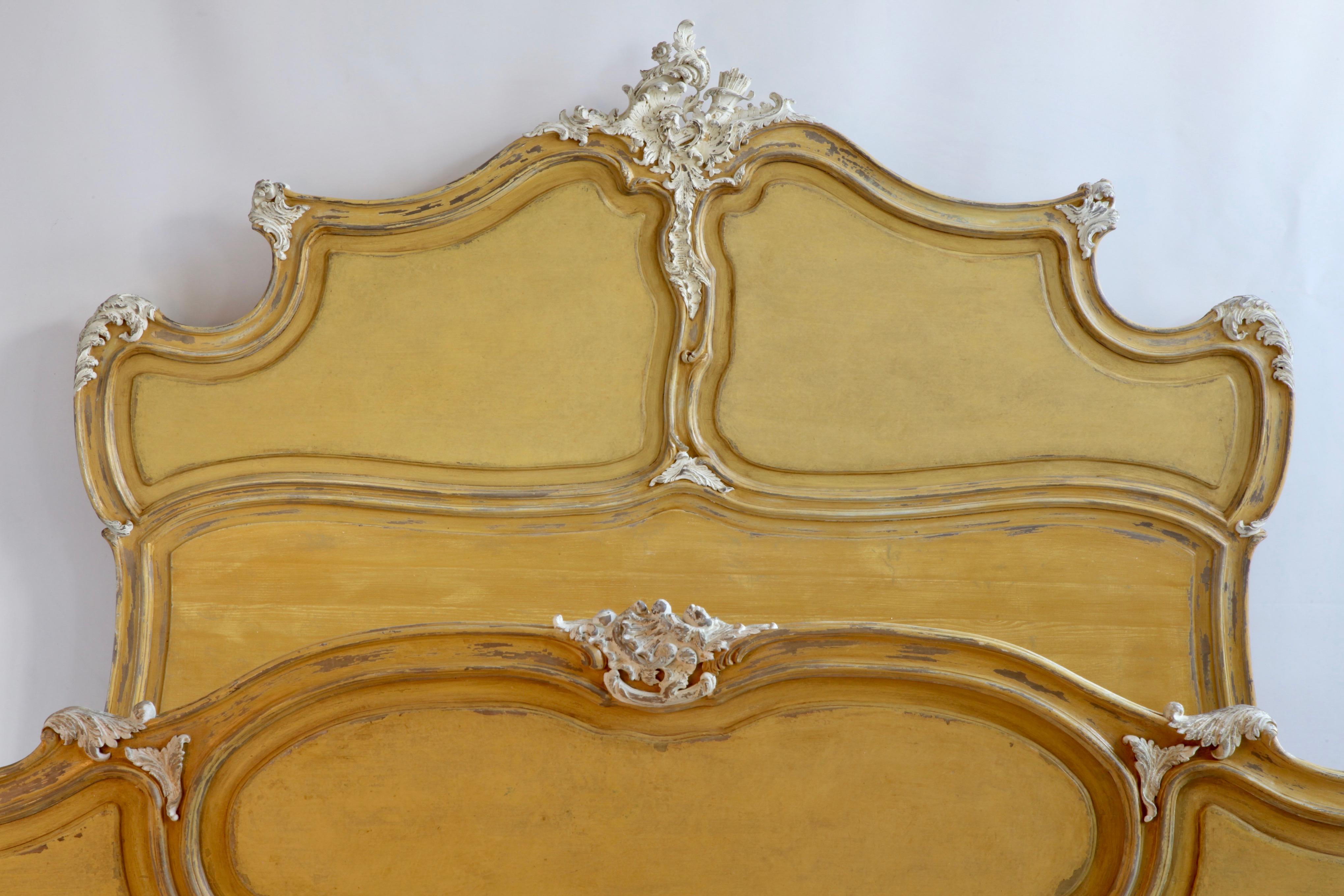 Contemporary Louis XV Style Painted Bed For Sale