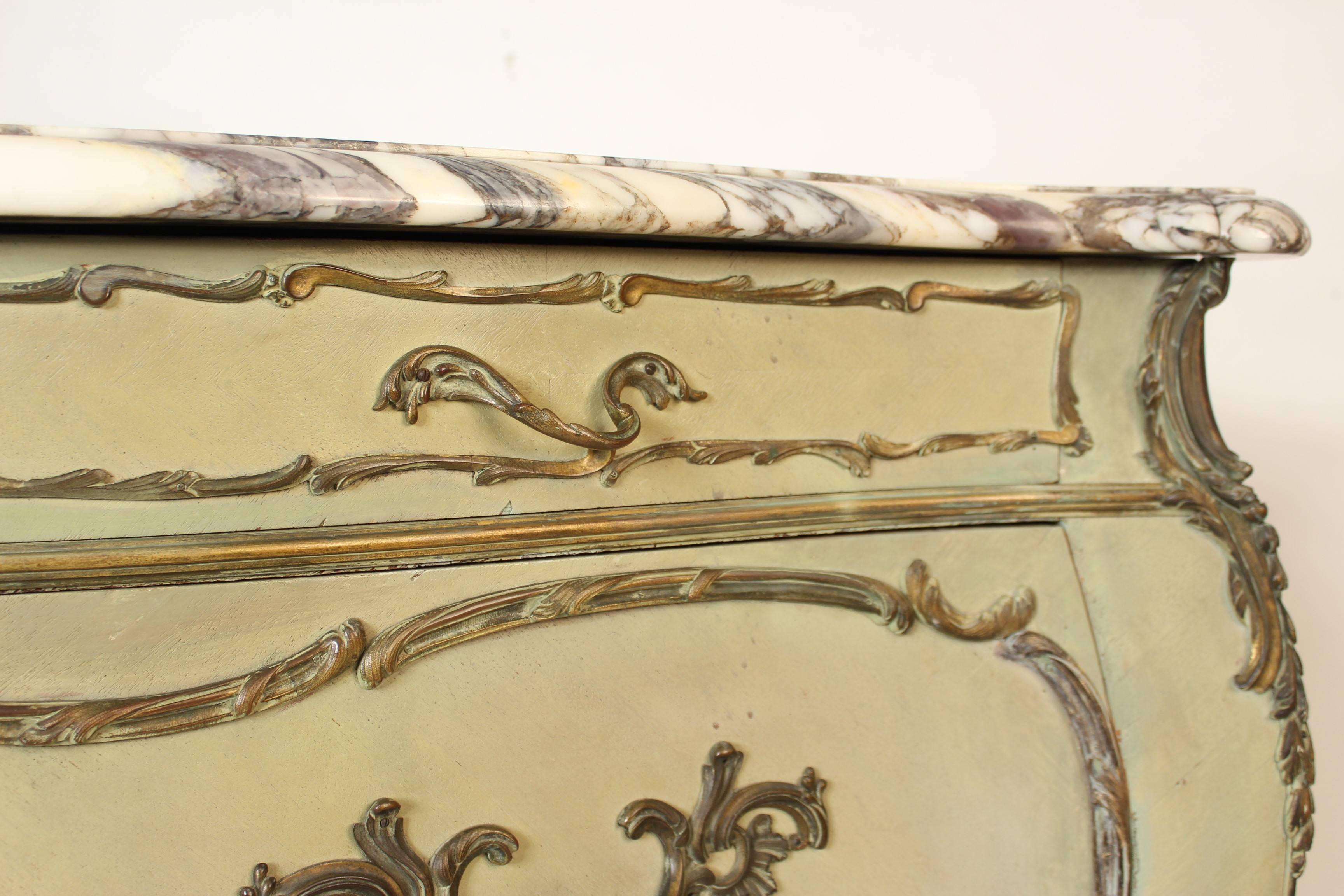 Louis XV Style Painted Bombe Chest of Drawers 3