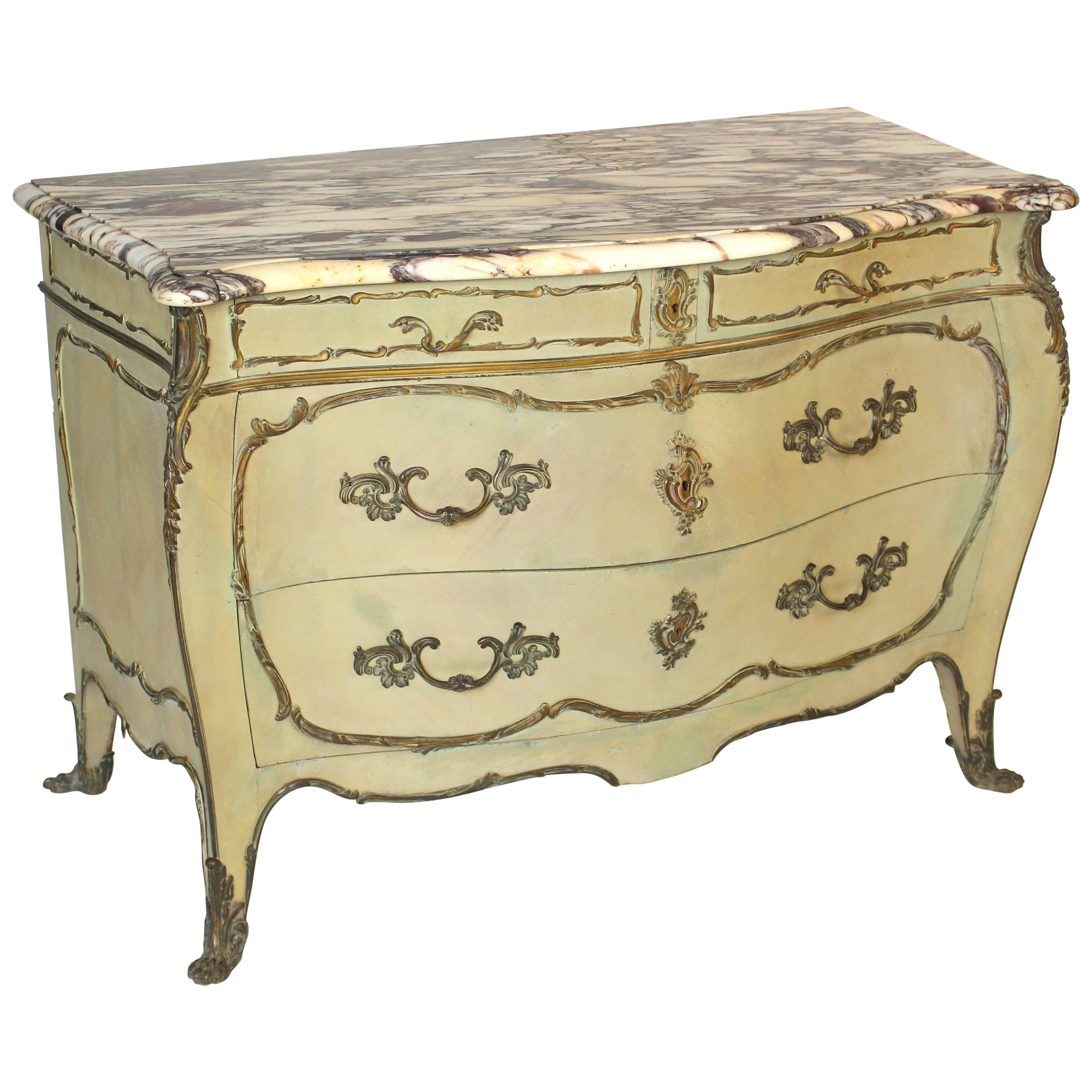 Louis XV Style Painted Bombe Chest of Drawers