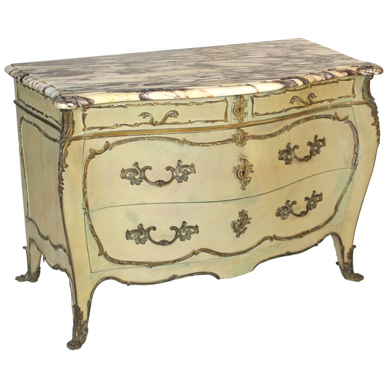 Louis XV Style Painted Bombe Chest of Drawers For Sale at 1stDibs