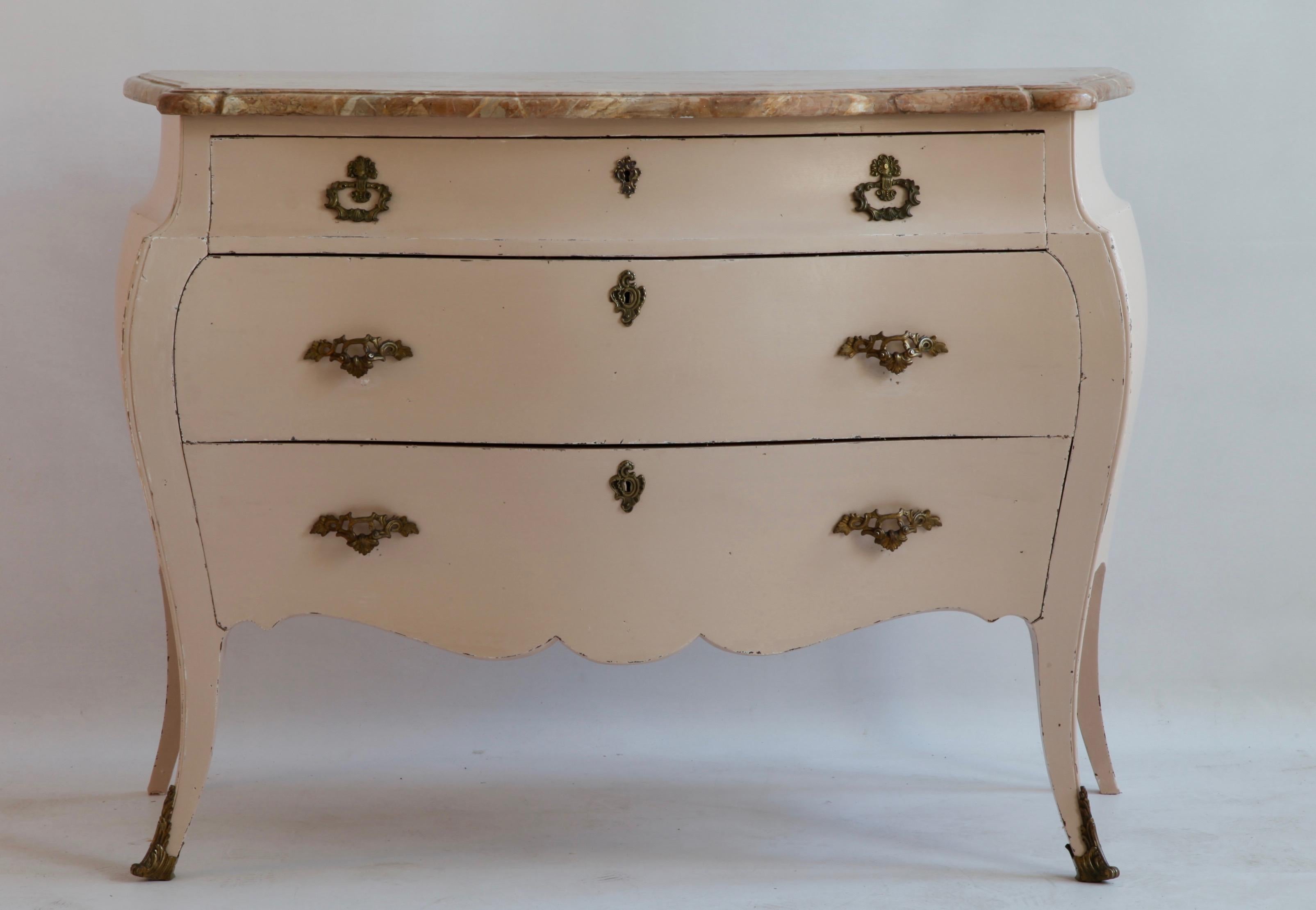 Louis XV Style Painted Bombe Commode 5