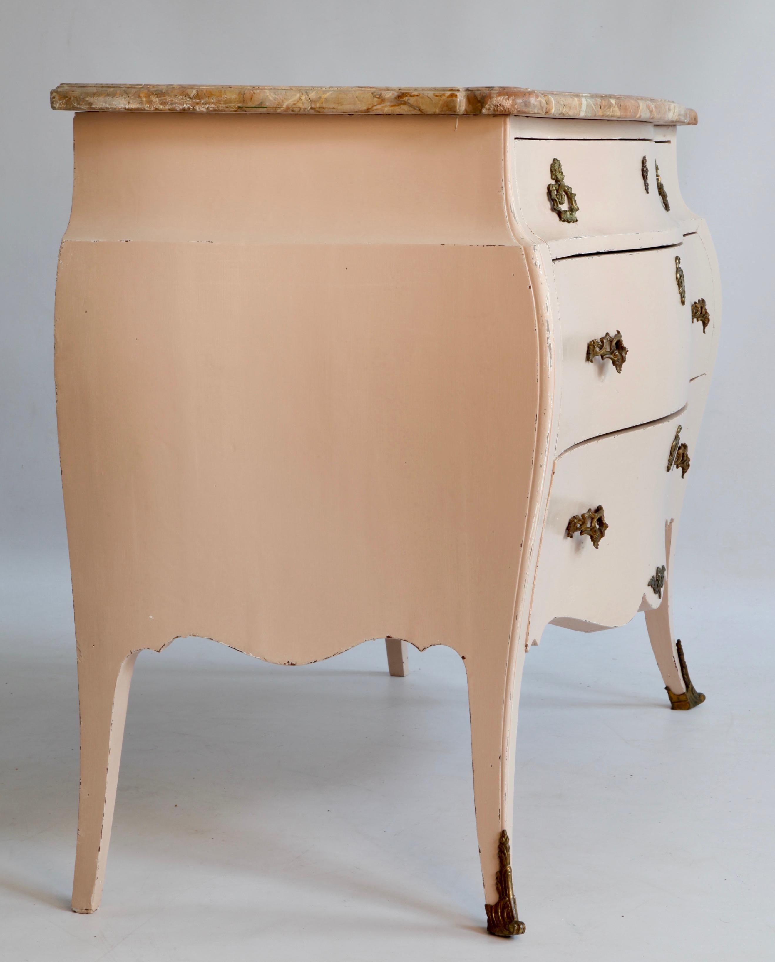 Louis XV Style Painted Bombe Commode 1