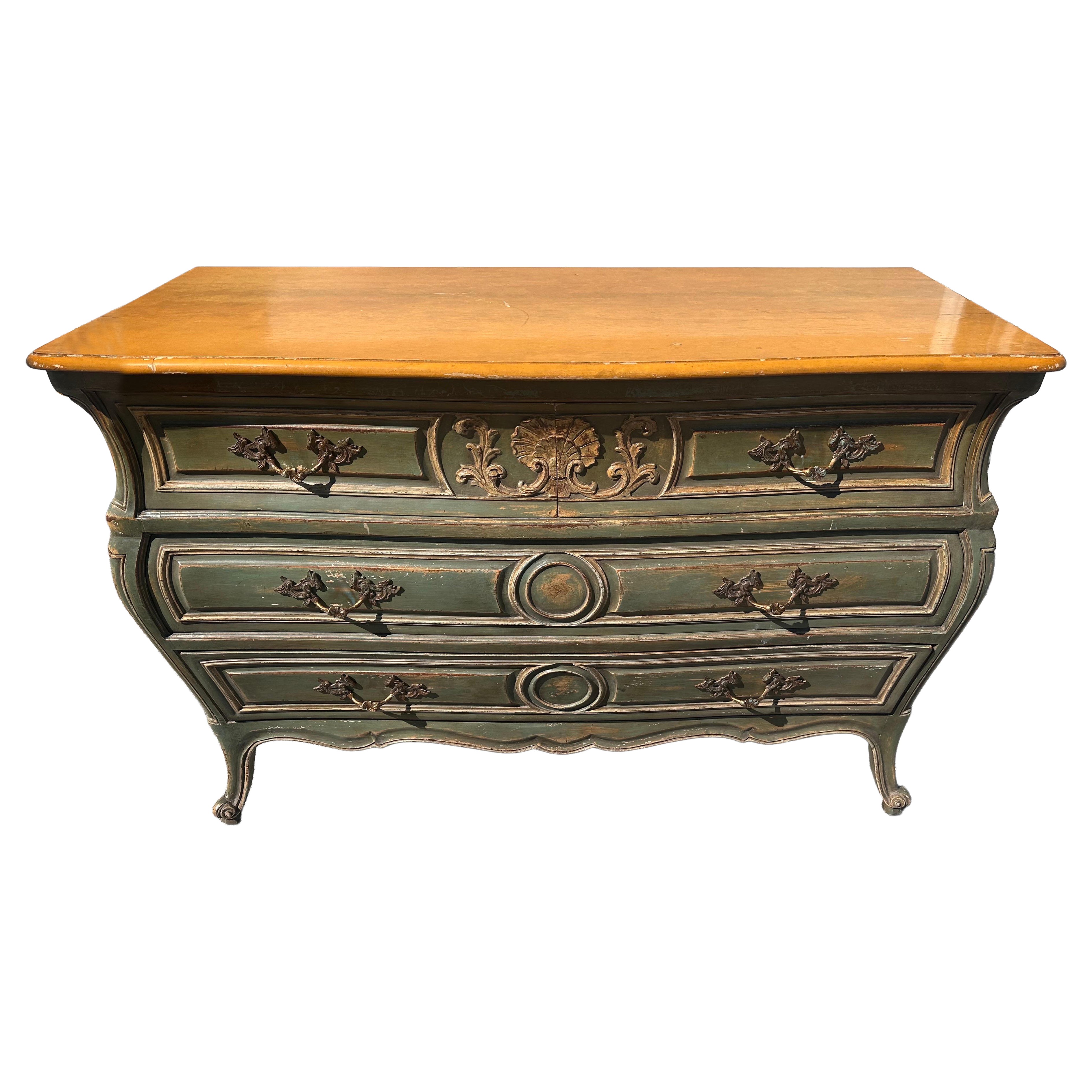 Louis XV style painted chest of drawers For Sale