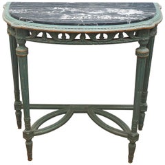 Louis XV-Style Painted Console with Marble Inset Top