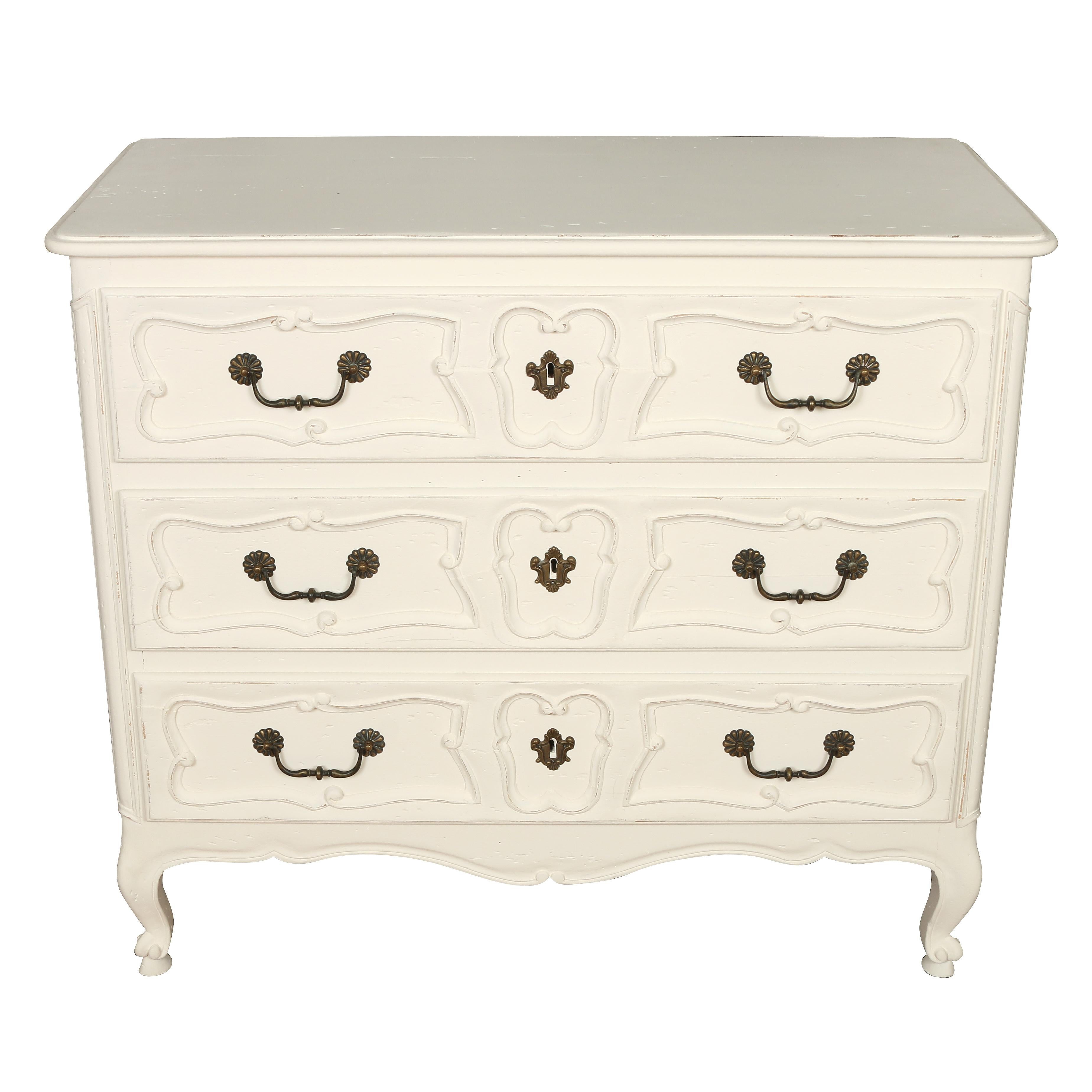 Hand-Painted Louis XV Style Painted French Commode