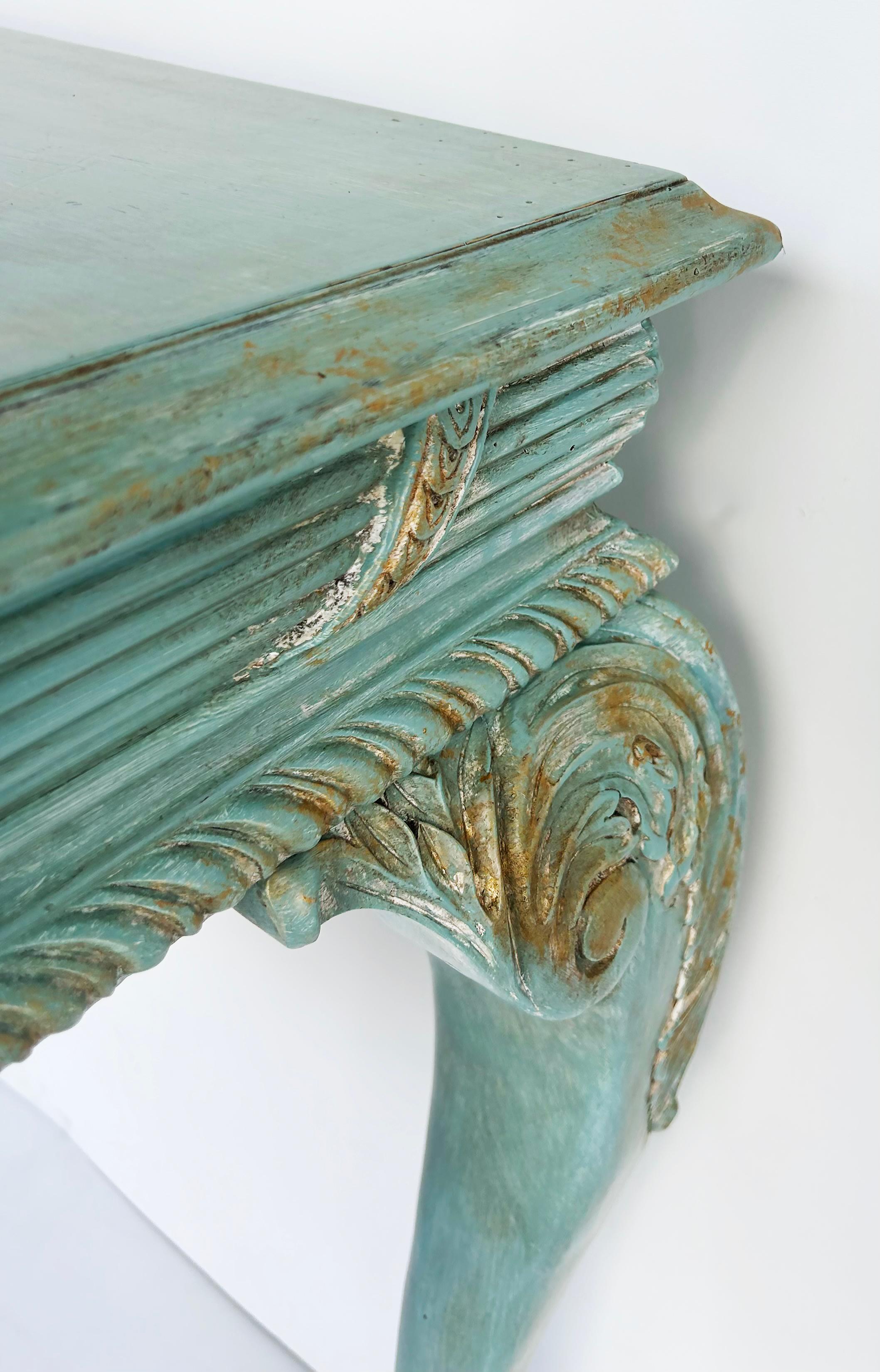 Louis XV Style Painted Gilt Console Table with Ball and Claw Feet For Sale 4