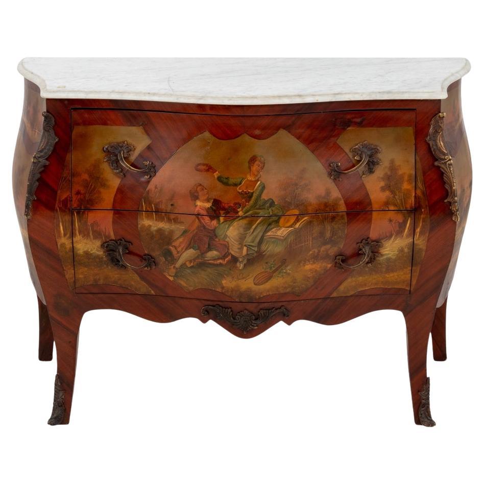 Louis XV Stil Gemaltes Königsholz Bombe Kommode