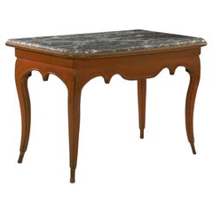 Antique Louis XV Style Painted Marble-Top Accent Console Table, 19th Century