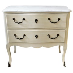 Louis XV Style Painted Petite Commode with Carrara Marble Top
