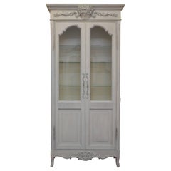 Louis XV Style Painted Vitrine Electrified with Glass Shelve and Doors