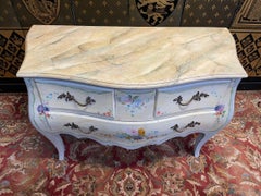 Louis XV Style Painted with Floral Motifs Commode, 20th Century