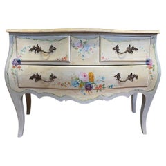 Louis XV Style Painted with Floral Motifs Commode, 20th Century