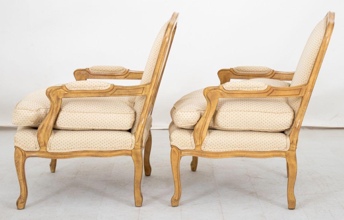 Louis XV Style Painted Wood Fauteuils, Pair For Sale 1