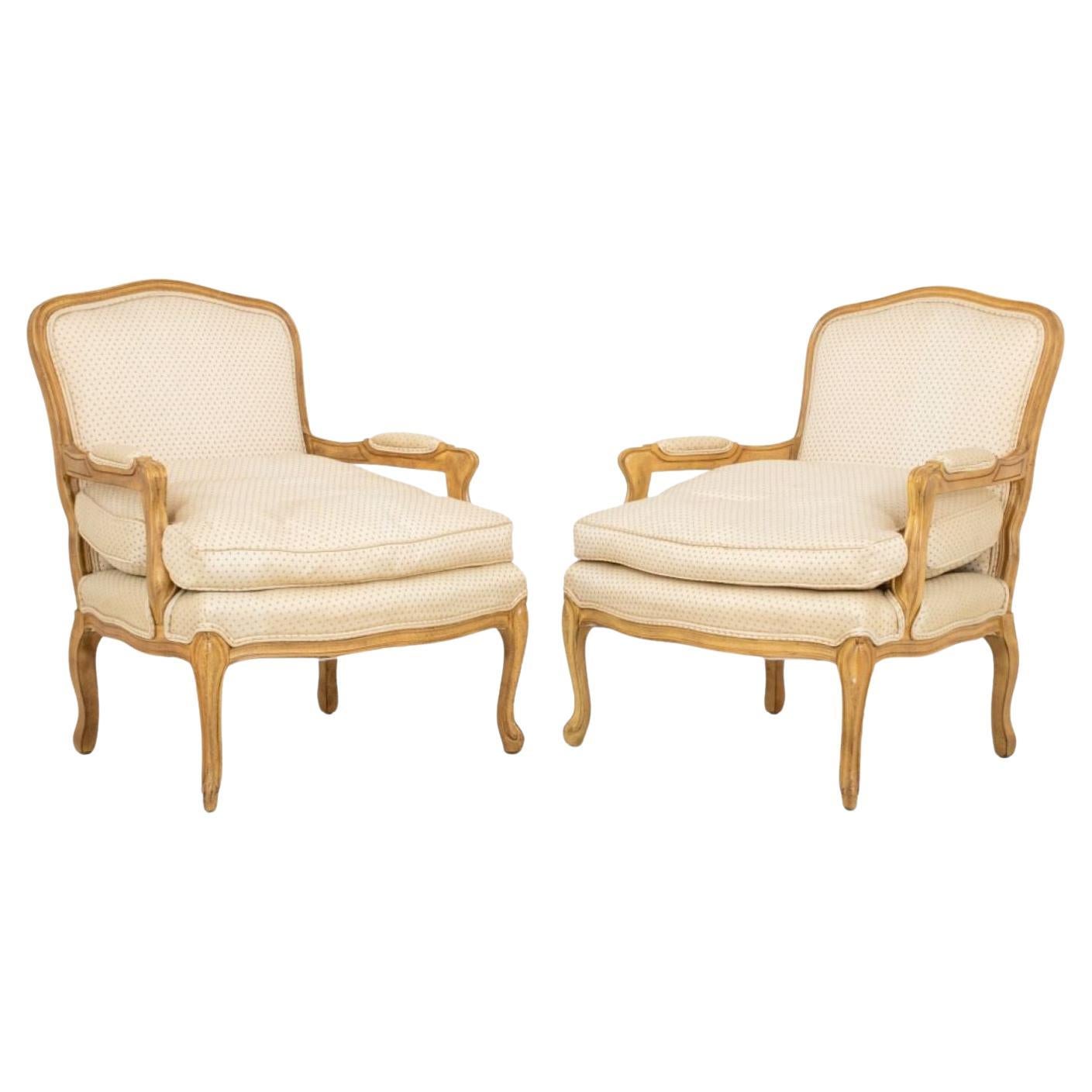 Louis XV Style Painted Wood Fauteuils, Pair For Sale