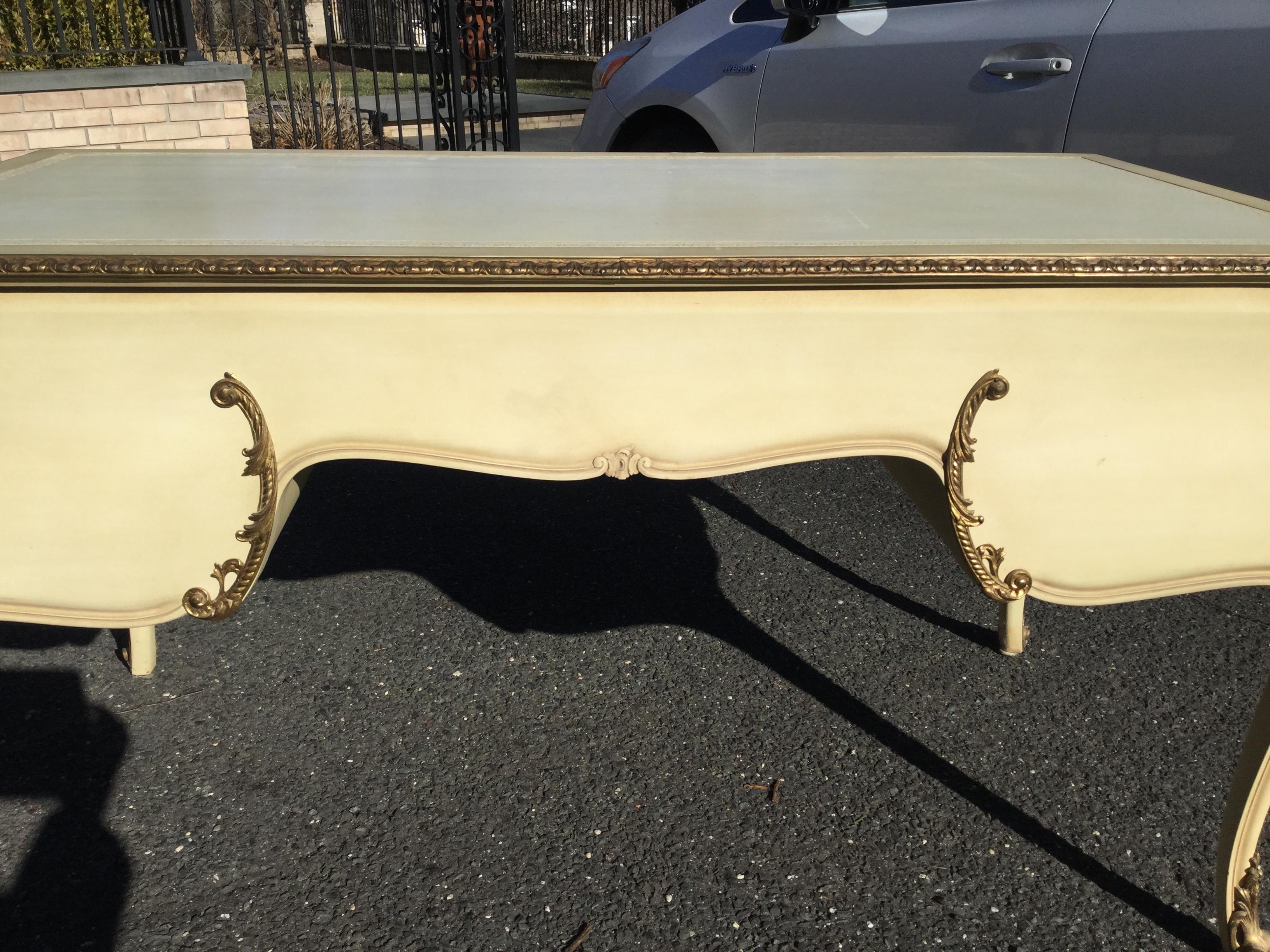 Wood Louis XV Style Painted Writing Desk For Sale