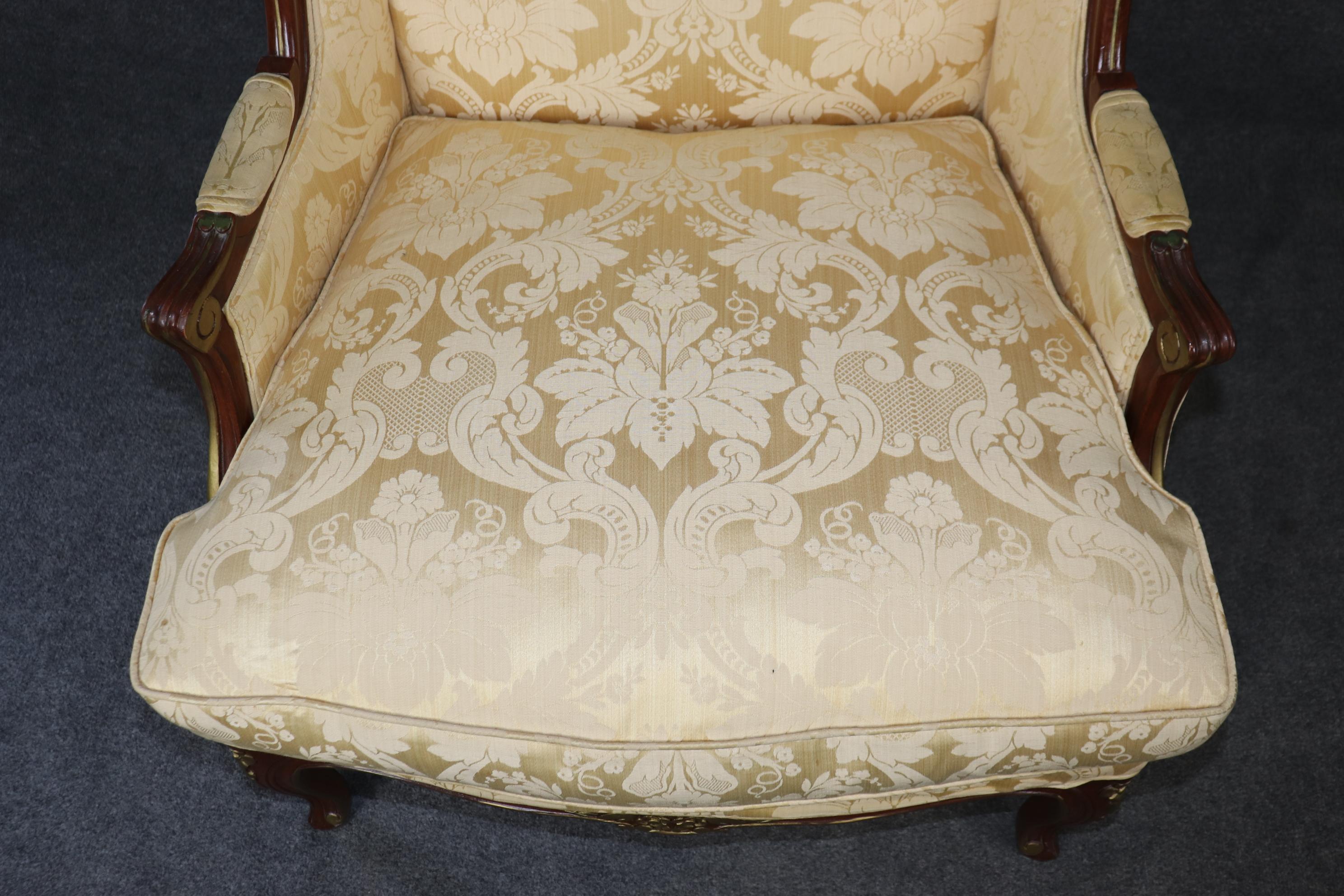 Louis XV Style pair of French Upholstered Bergère's Chairs 8