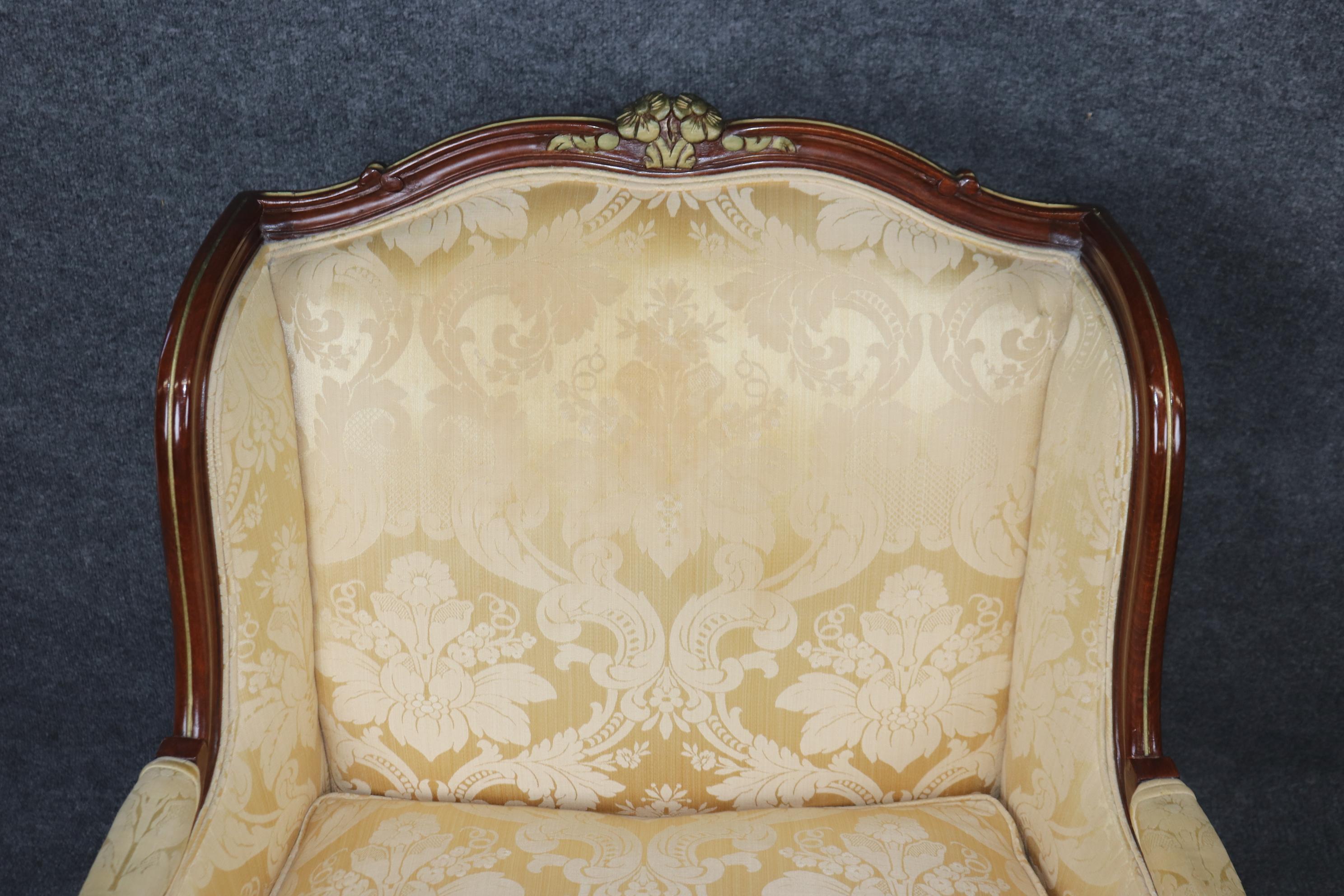 Louis XV Style pair of French Upholstered Bergère's Chairs 9