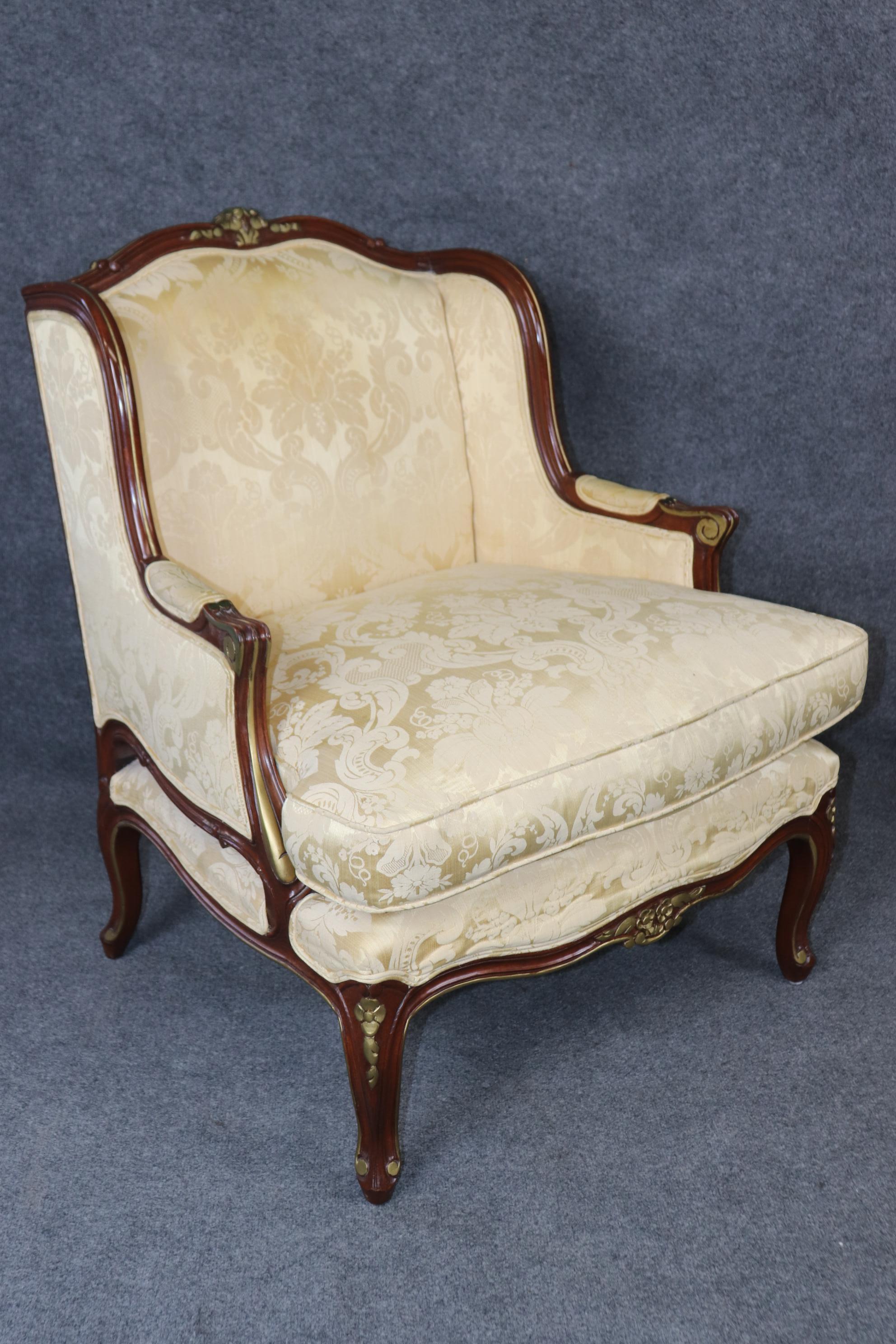 Louis XV Style pair of French Upholstered Bergère's Chairs 2