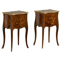 Louis XV Style Pair of Marquetry Bedside Tables