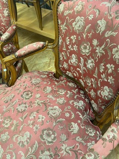 Louis XV Style Pair of Pink Satin Armchairs