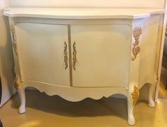 Louis XV Style Parcel-Gilt and Paint Decorated Two-Door Cabinet Server Sideboard