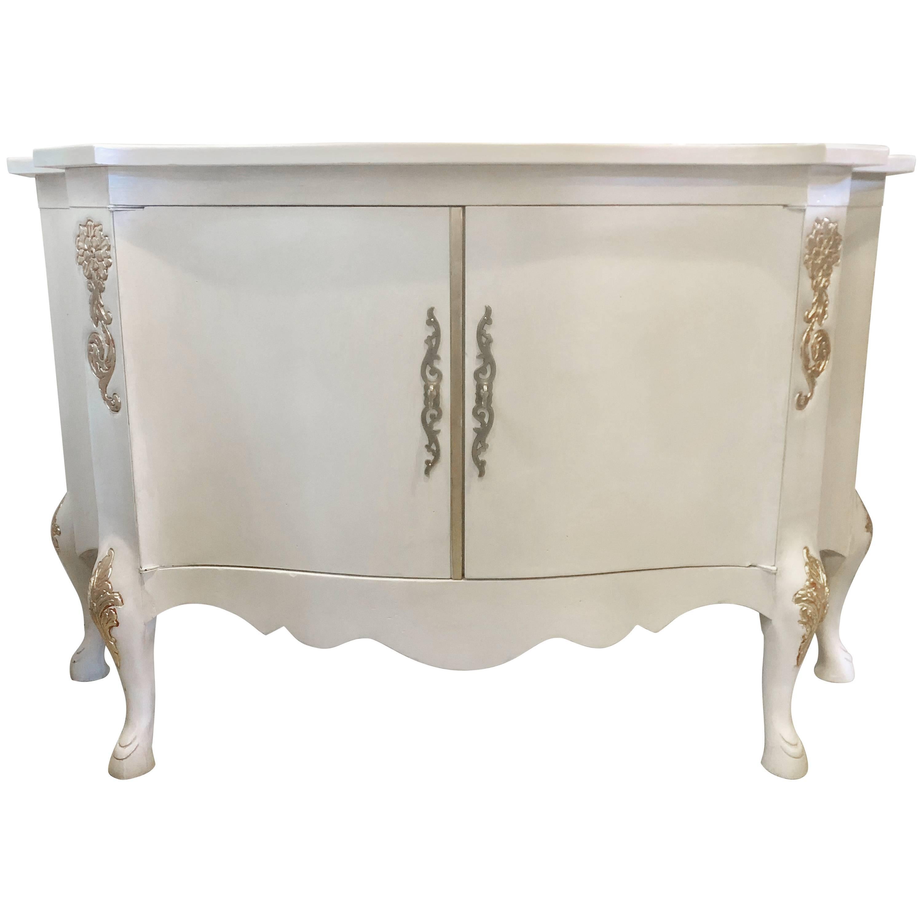 Louis XV Style Parcel-Gilt and Paint Decorated Two-Door Cabinet Server Sideboard
