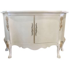 Vintage Louis XV Style Parcel-Gilt and Paint Decorated Two-Door Cabinet Server Sideboard