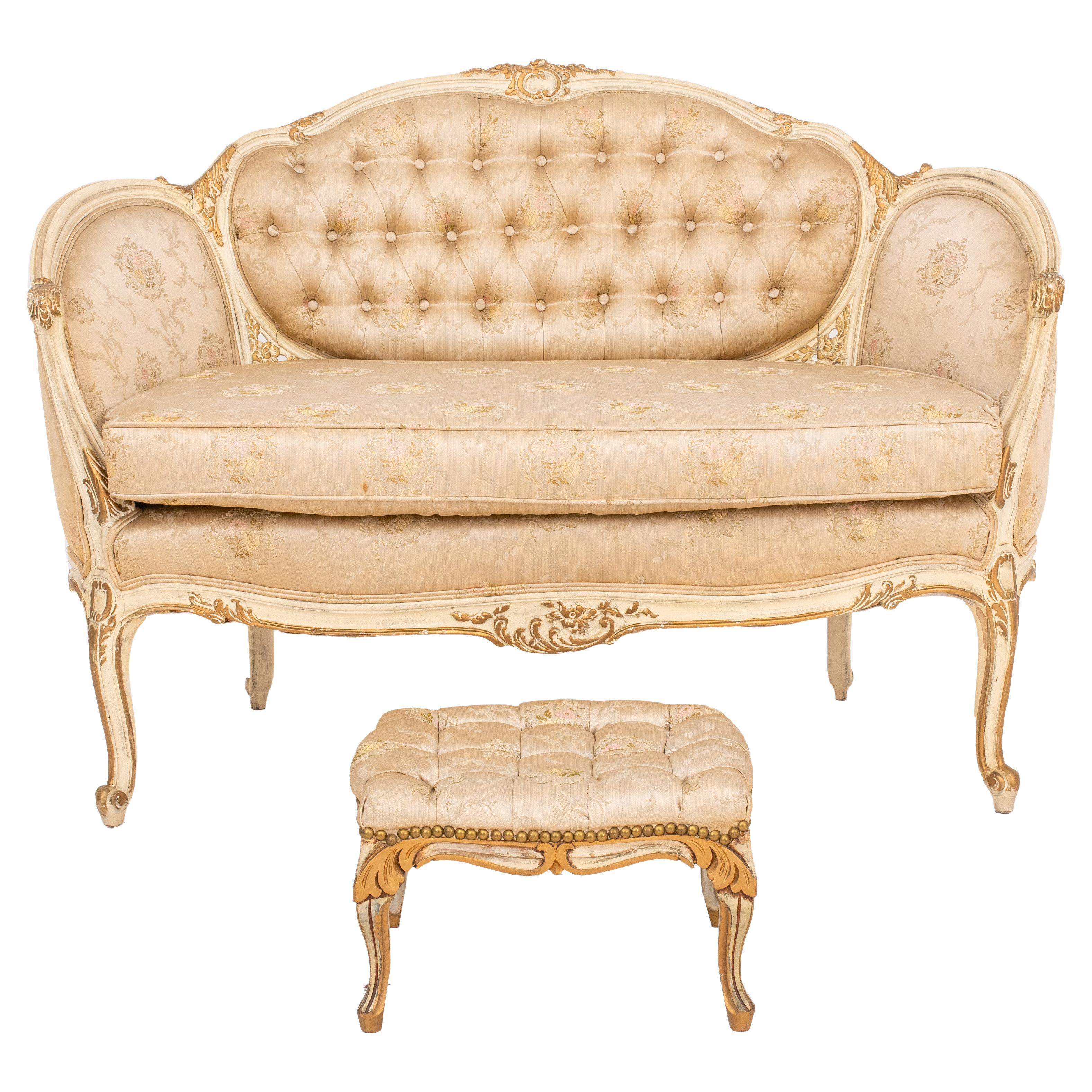 Louis XV Style ParcelGilt WhitePainted Sofa at 1stDibs