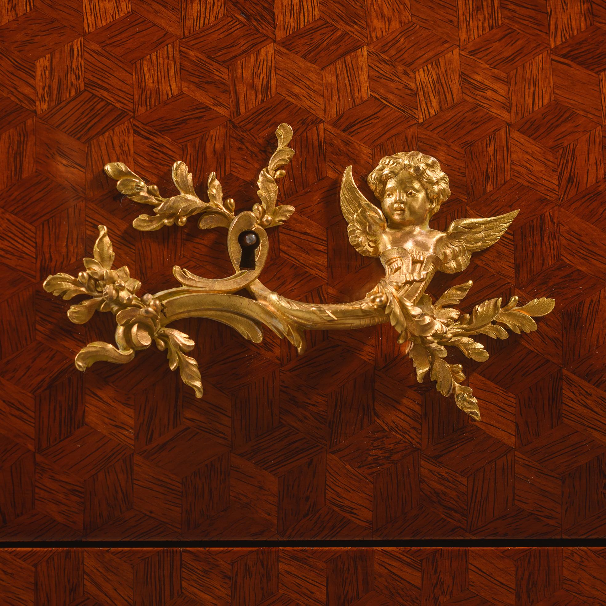 Louis XV Style Parquetry Bombé Commode by François Linke, Circa 1900 For Sale 2