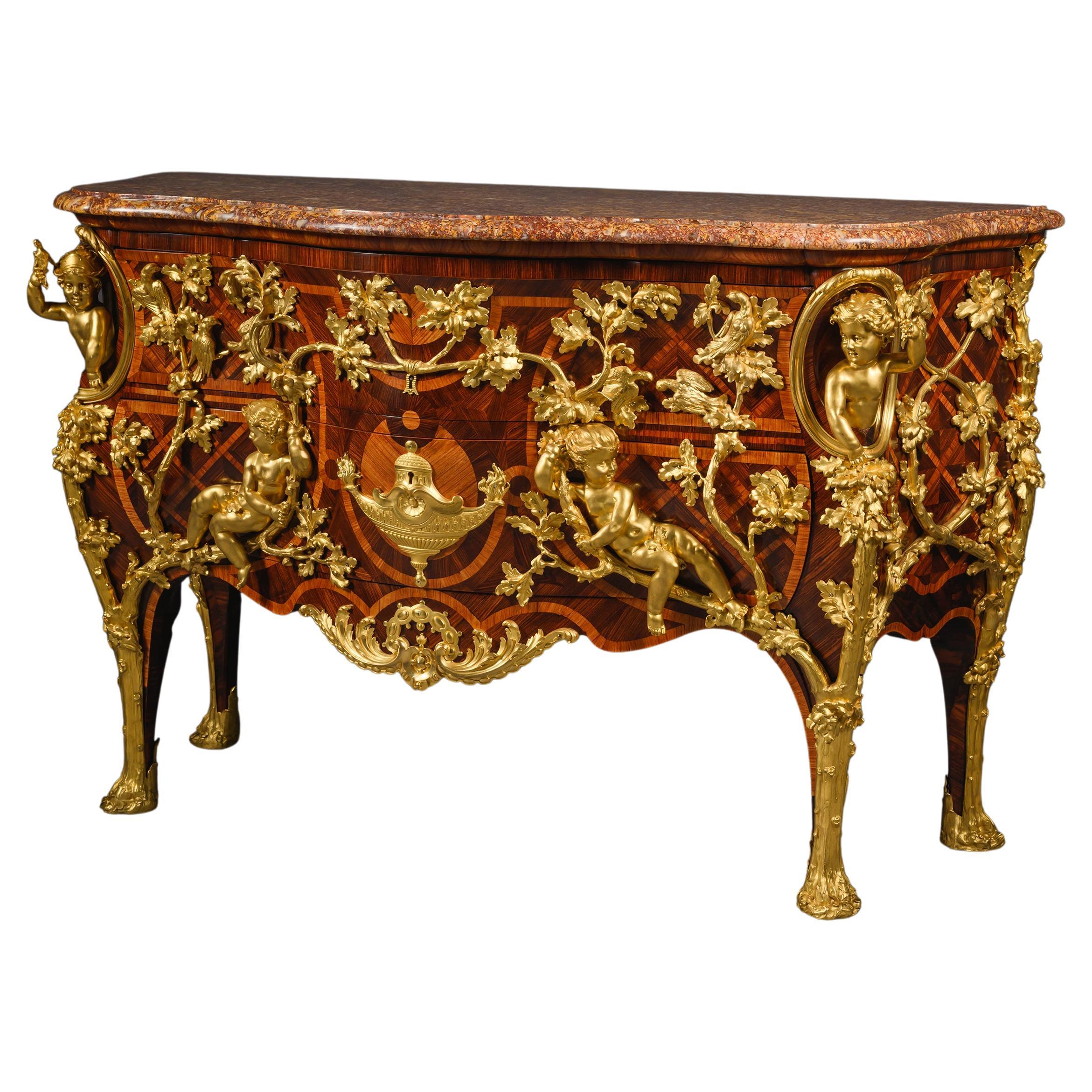 Commode in stile Luigi XV con intarsio di Cressent, Francia, 1880 ca. in vendita