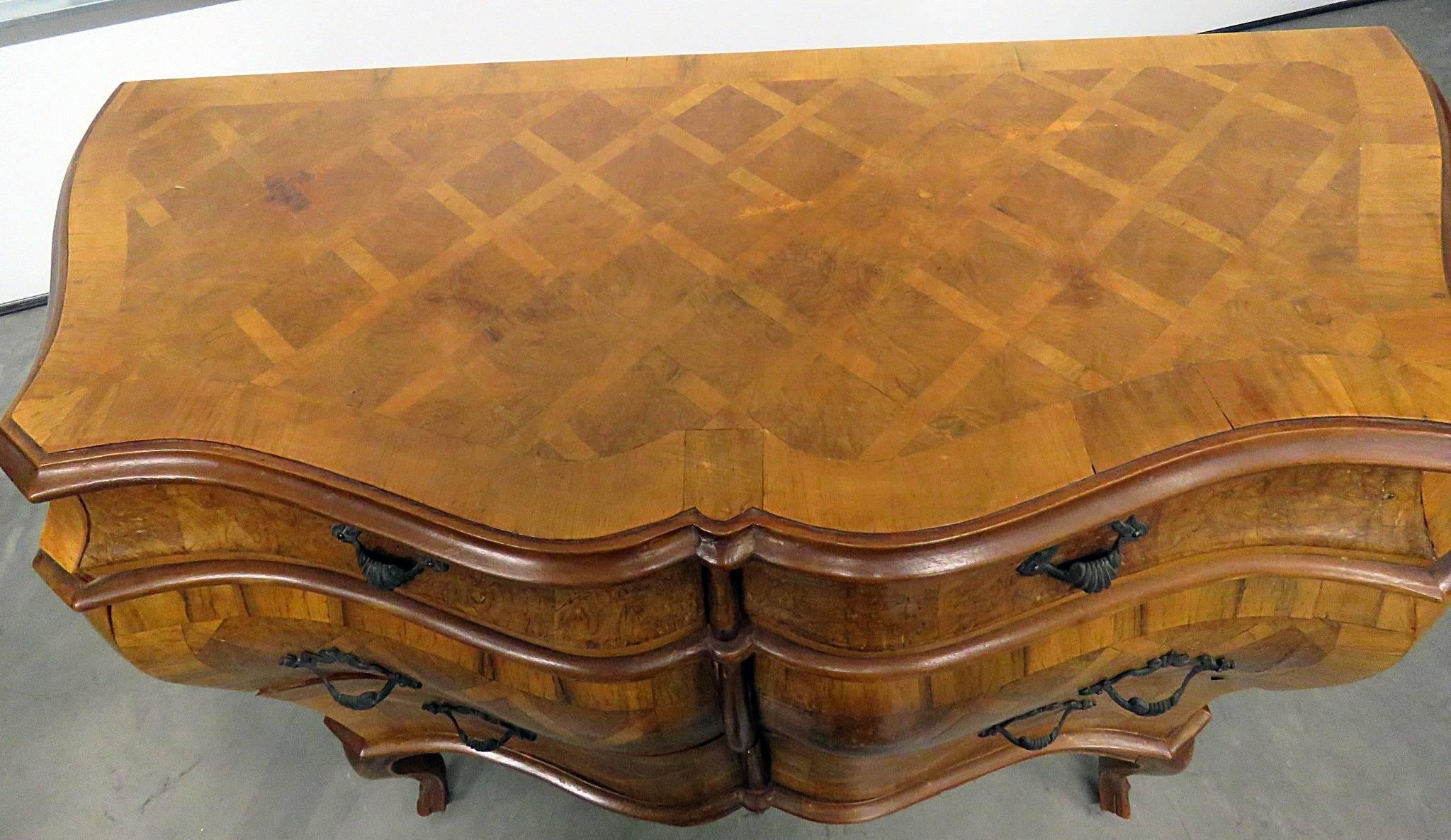 French Louis XV Style Parquetry Commode