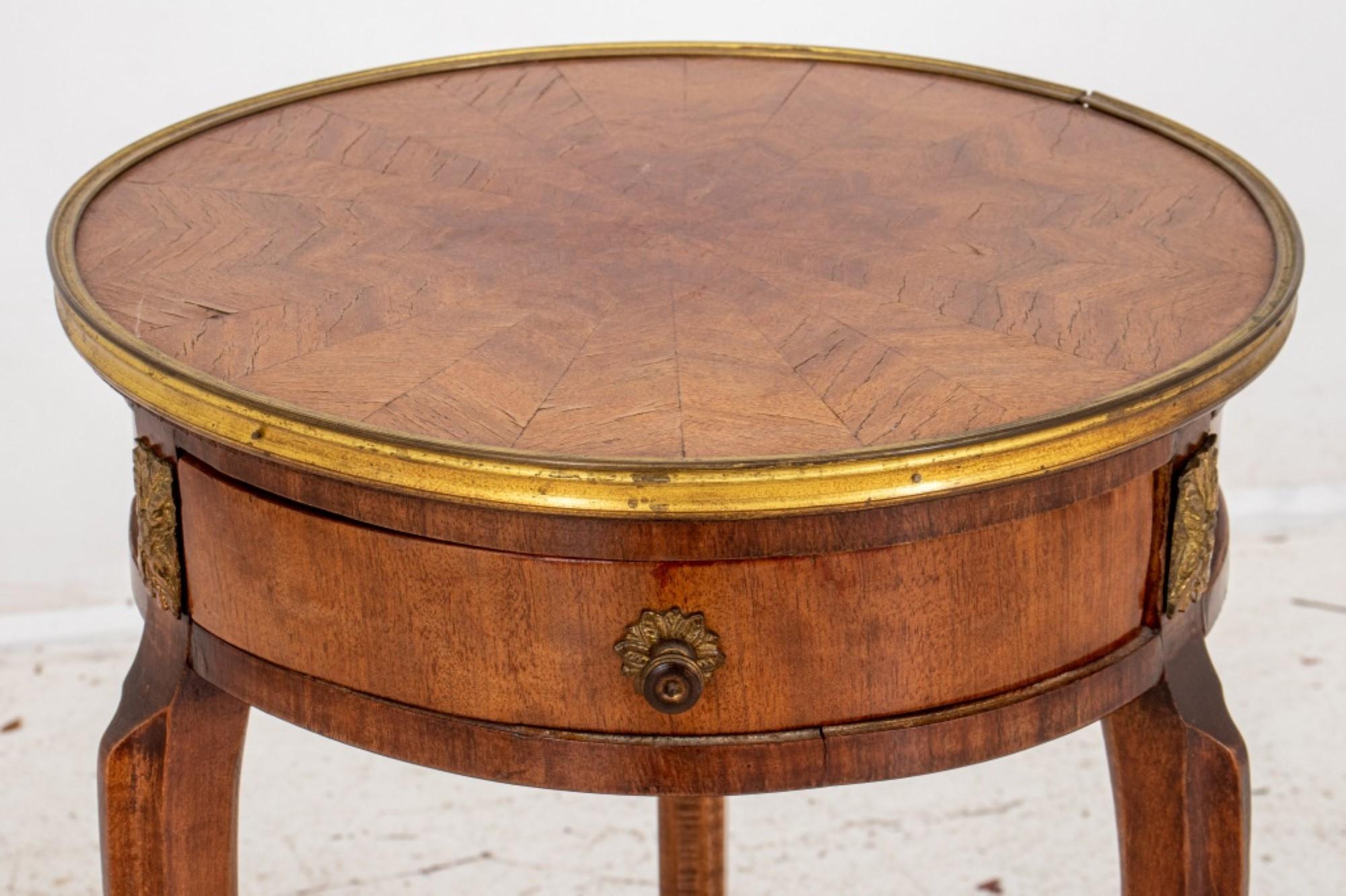 European Louis XV Style Parquetry Round Gueridon Table For Sale