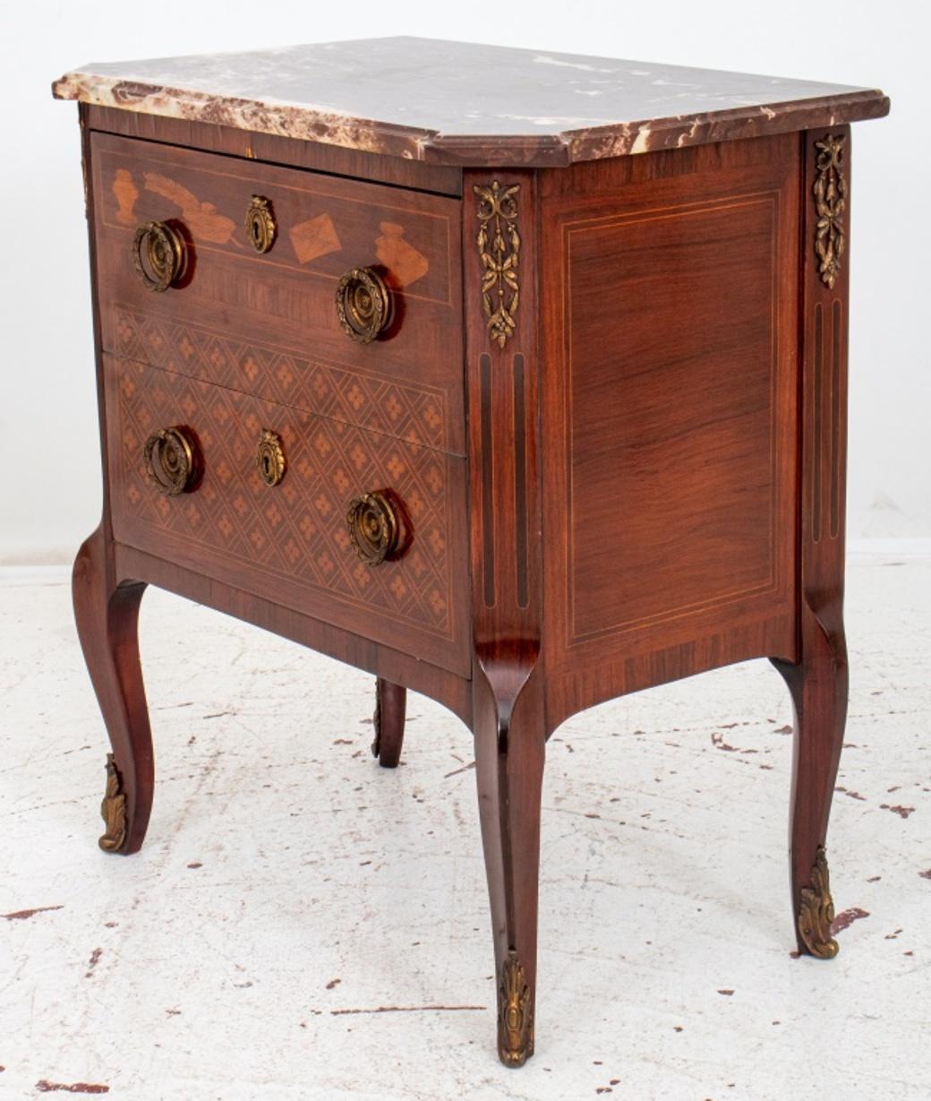 19th Century Louis XV Style Parquetry Two Drawer Commode For Sale