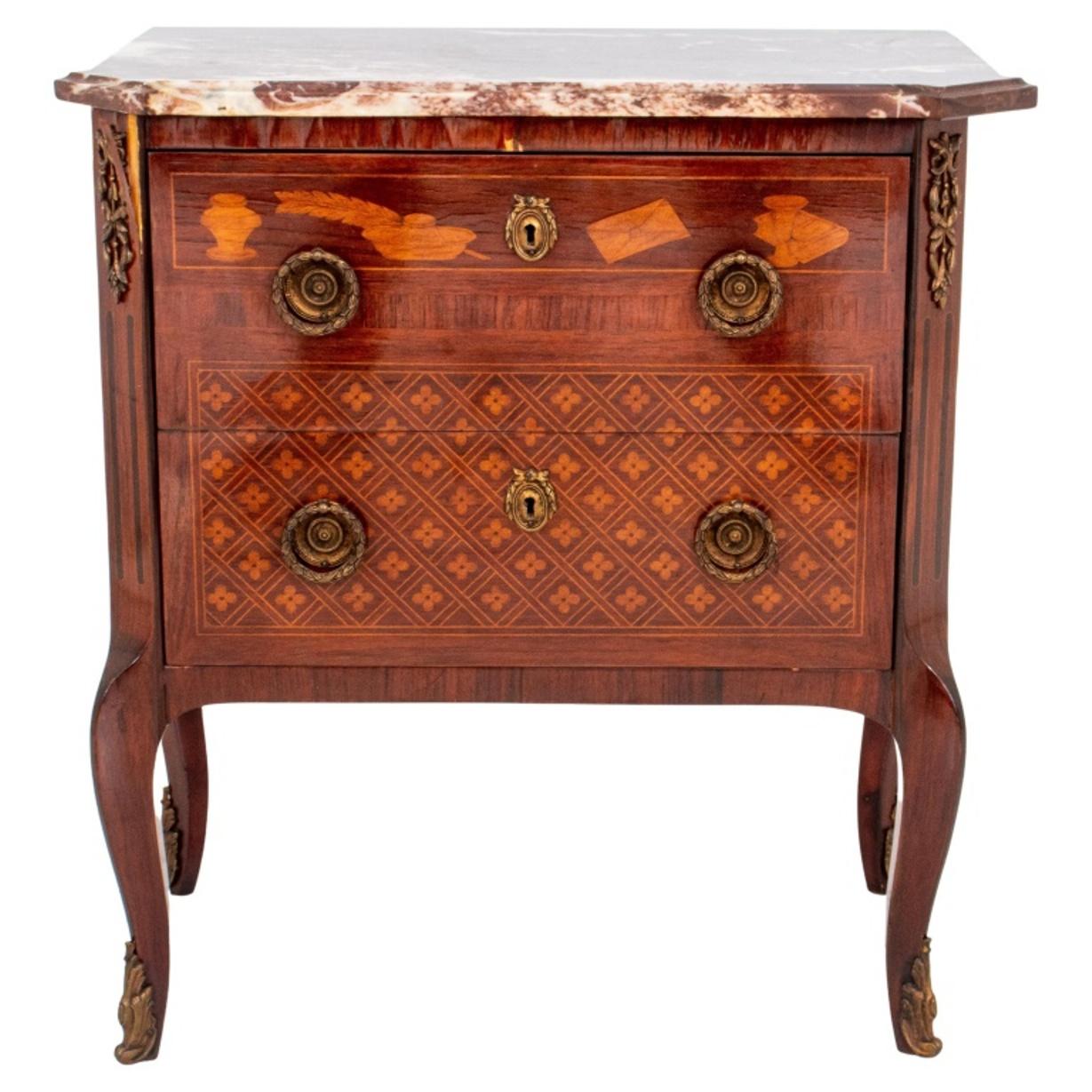 Louis XV Style Parquetry Two Drawer Commode For Sale