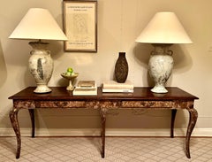 Louis XV Style Patinated Console or Sofa Table Parquet Herringbone Top