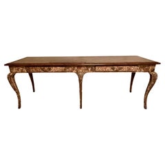 Console ou table de canapé patinée de style Louis XV avec plateau en parquet à chevrons
