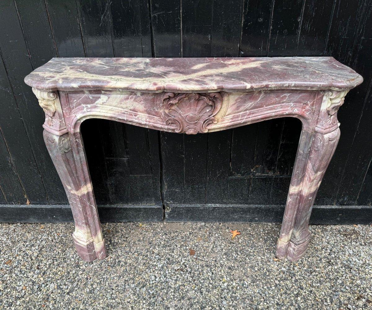 Louis XV Style Peach Blossom Marble Mantel, circa 1880 For Sale 5